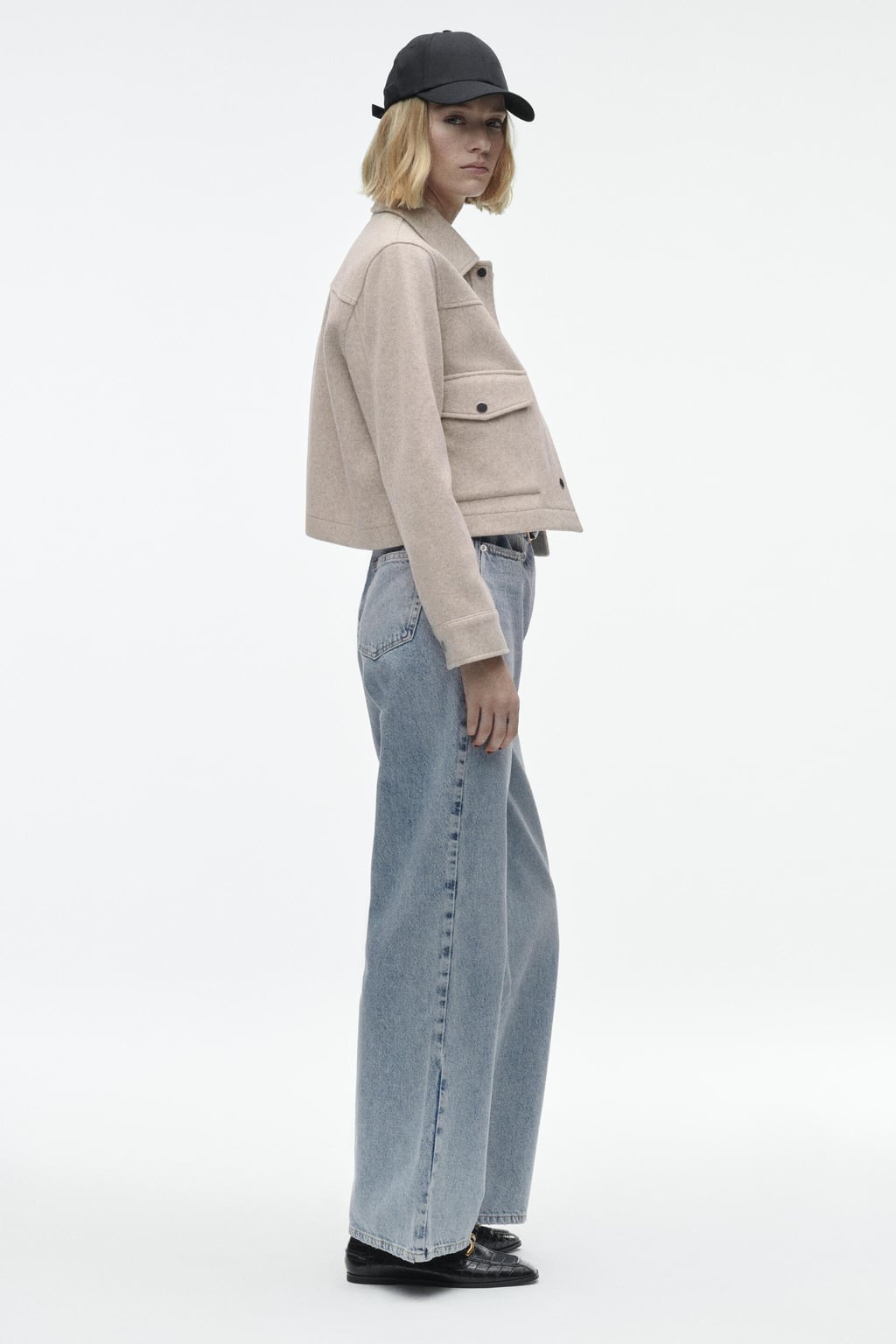 Women's Cropped Jacket — Fitted Classic Collar Flap Pockets - Hudson Harper - Women Jacket