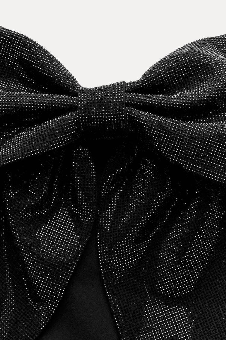 Women's Cropped Top — Bow Detail Sparkled Design - Hudson Harper - Women Top