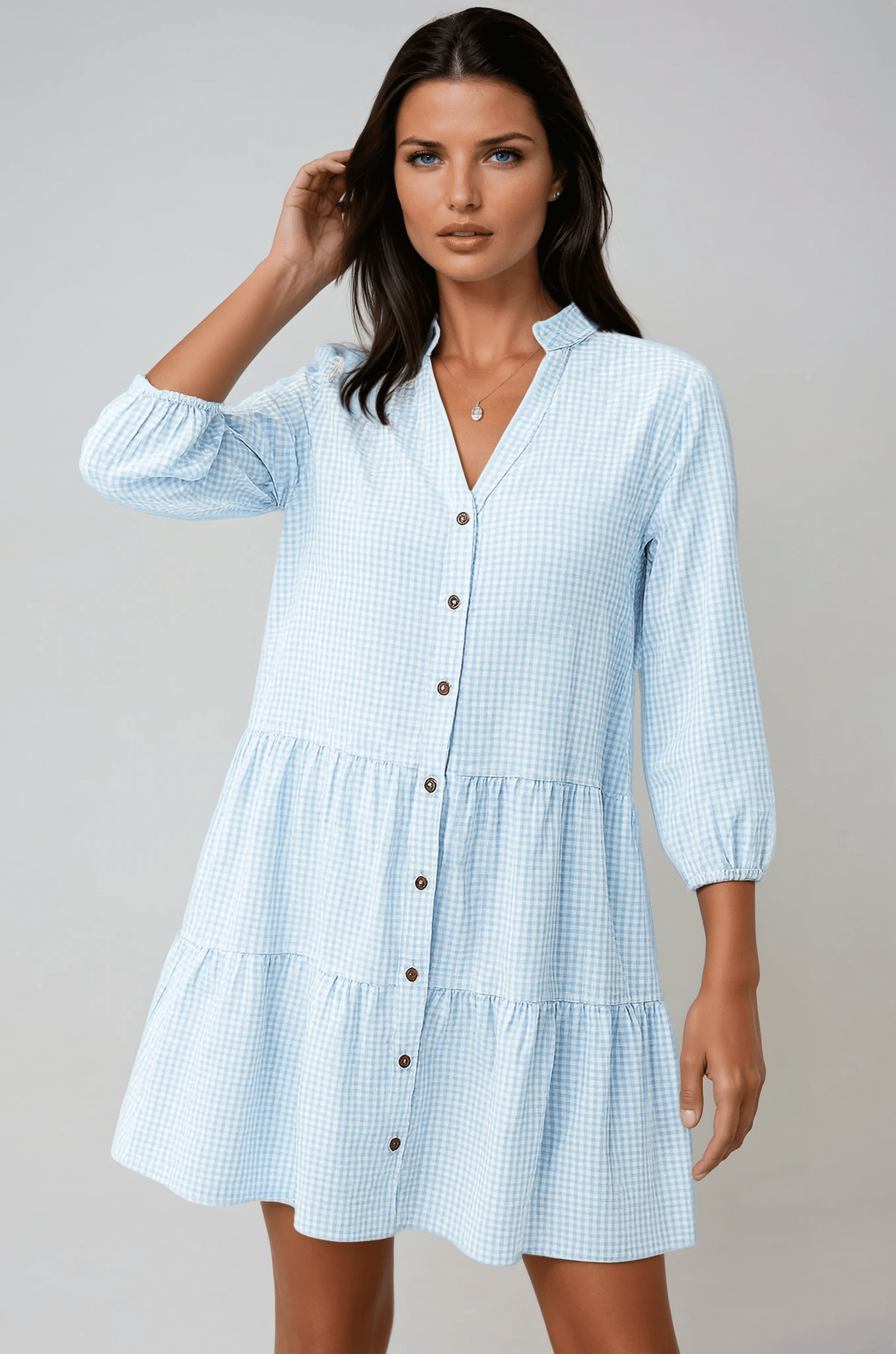 Women's Dress — Relaxed Fit Lightweight Gingham Pattern - Hudson Harper - Women Mini Dress