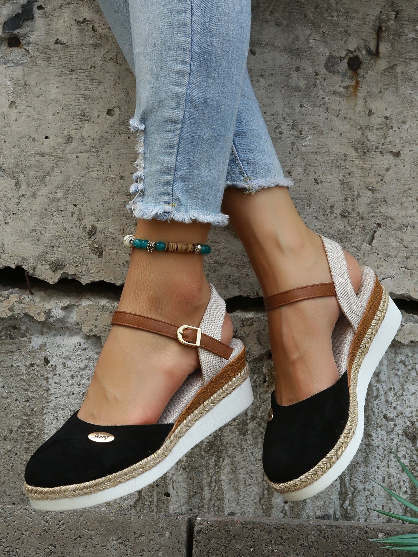 Women's Espadrille Sandals — Rounded Toe Ankle Strap Design - Hudson Harper - Women Sandals