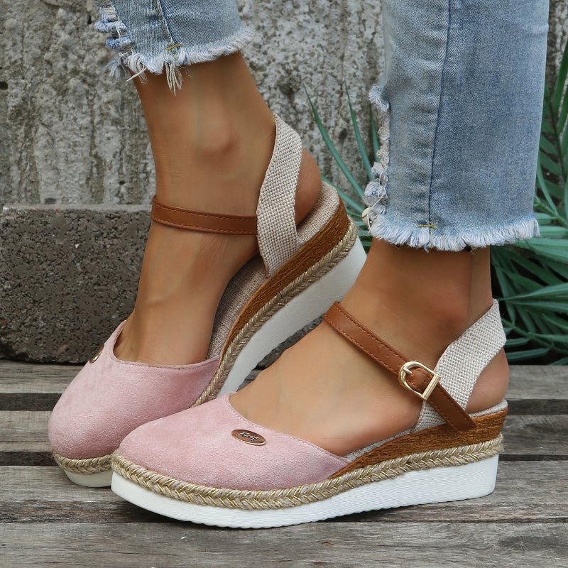 Women's Espadrille Sandals — Rounded Toe Ankle Strap Design - Hudson Harper - Women Sandals