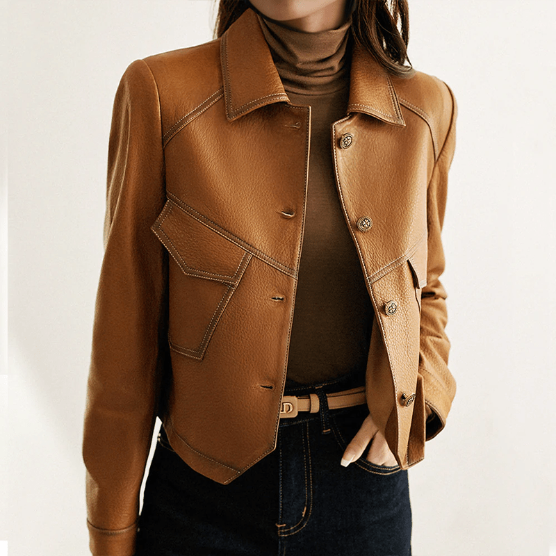 Women's Jacket — Cropped Length Button Closure With Collar - Hudson Harper - Women Jacket