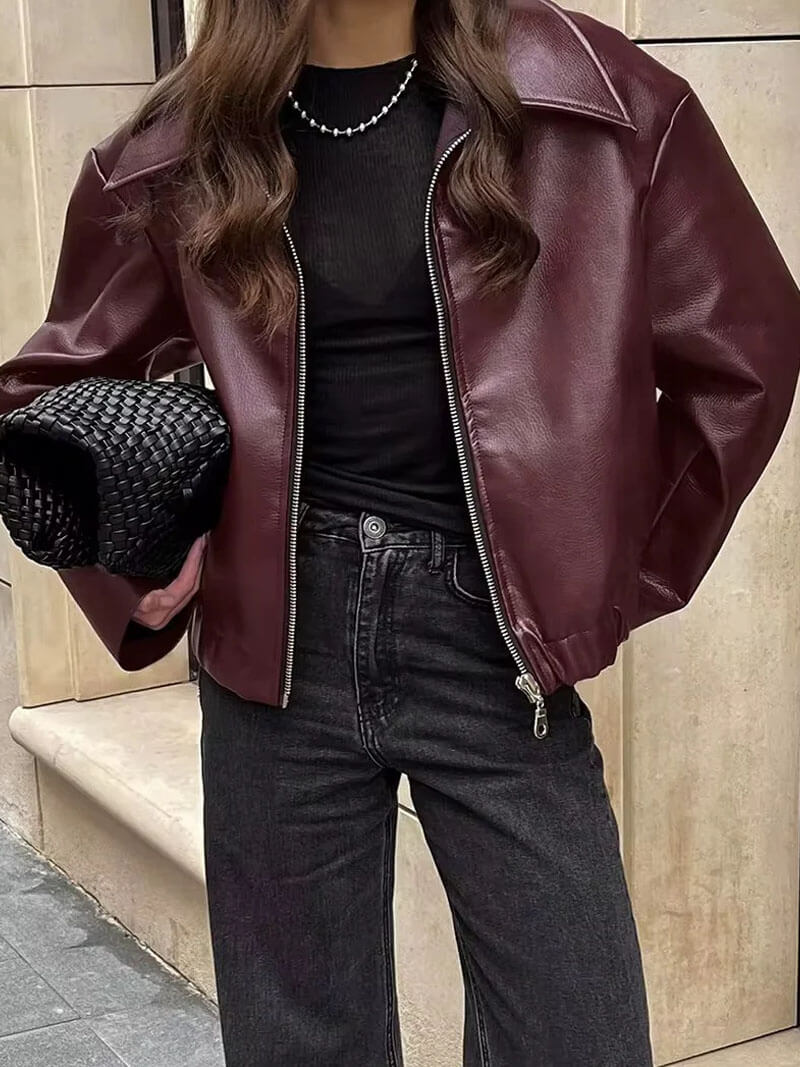 Women's Jacket — Front Zipper Closure Collared Neckline - Hudson Harper - Women Jacket