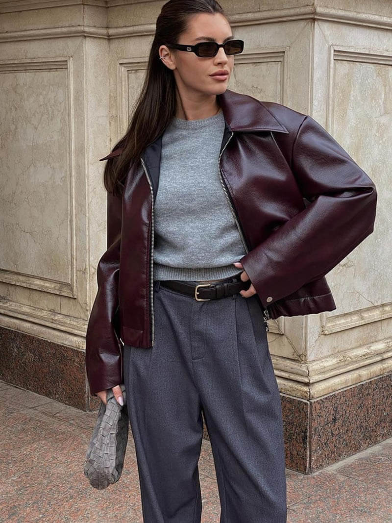 Women's Jacket — Front Zipper Closure Collared Neckline - Hudson Harper - Women Jacket