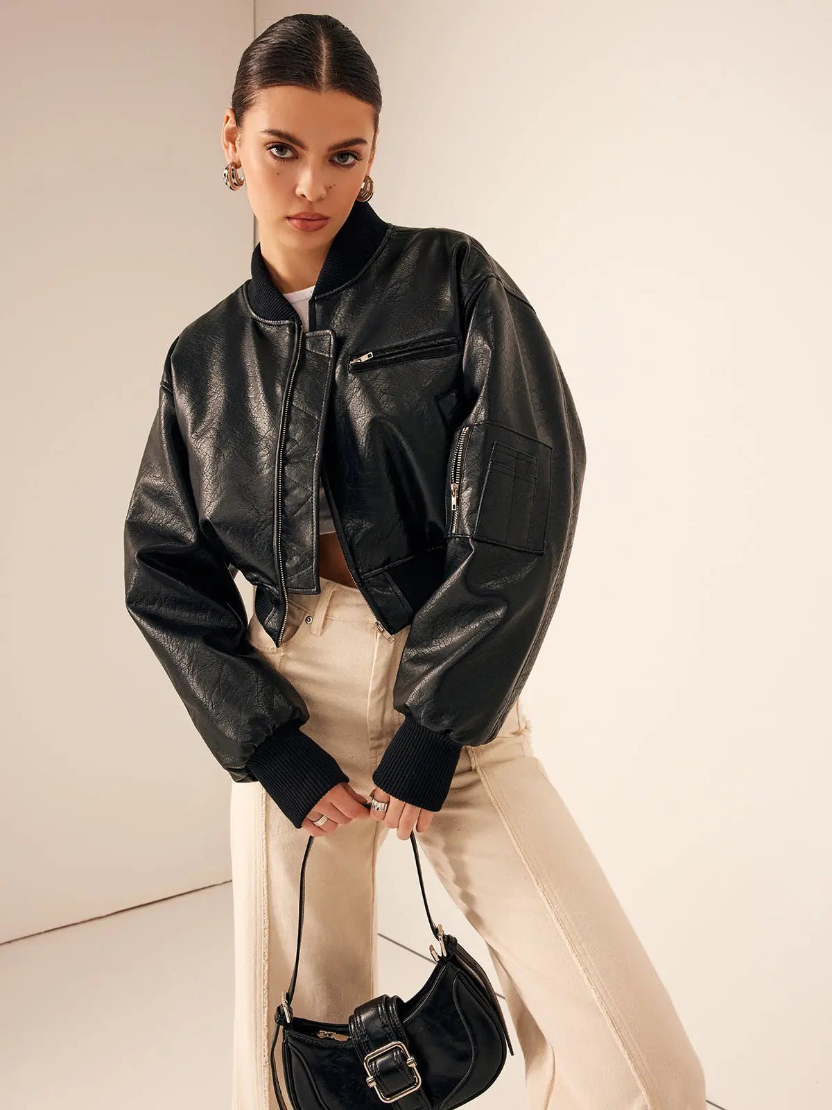 Women's Jacket — Short Length Zipper Closure Zipper Pockets - Hudson Harper - Women Jacket