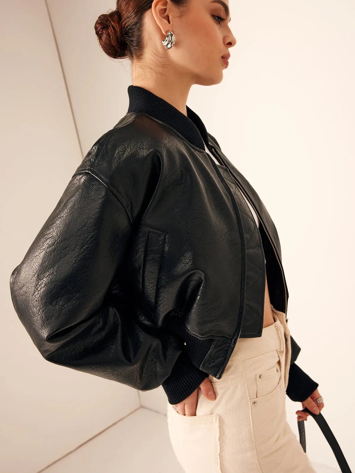 Women's Jacket — Short Length Zipper Closure Zipper Pockets - Hudson Harper - Women Jacket