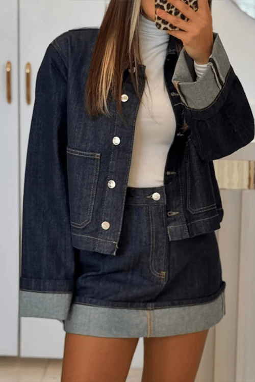 Women's Jacket & Skirt Set — Cropped Fit High Waist Mini Skirt - Hudson Harper - Women Set
