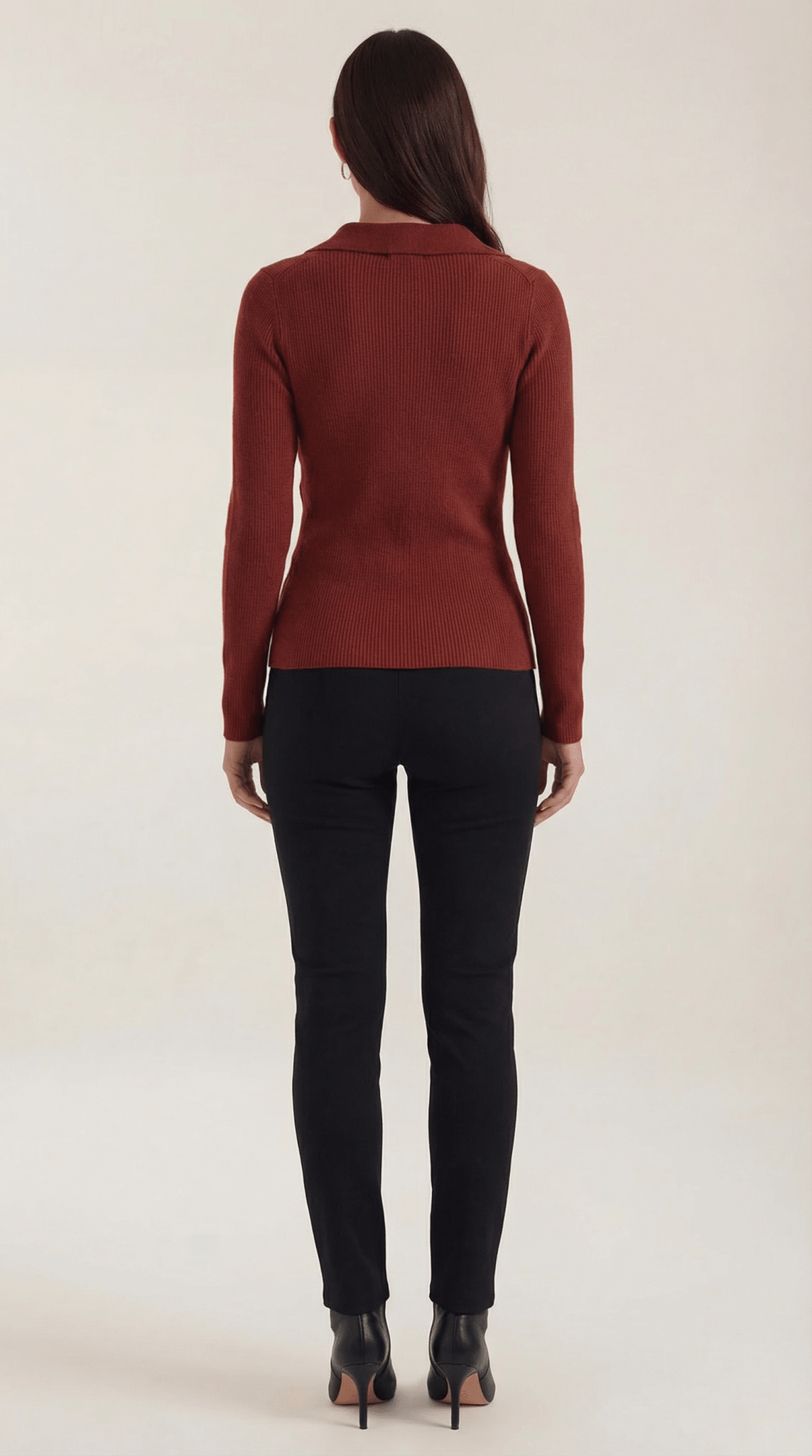 Women's Jumper — Close Fit Wrap Neckline Collar Design - Hudson Harper - Women Sweater