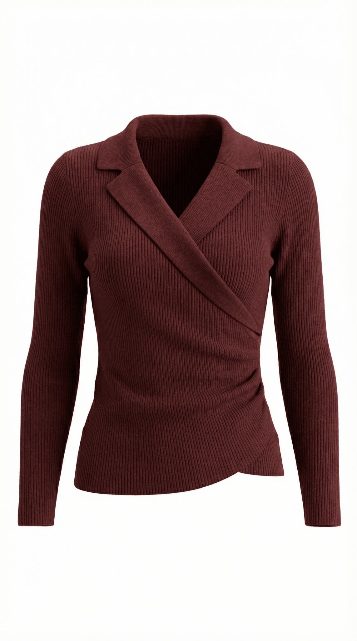Women's Jumper — Close Fit Wrap Neckline Collar Design - Hudson Harper - Women Sweater