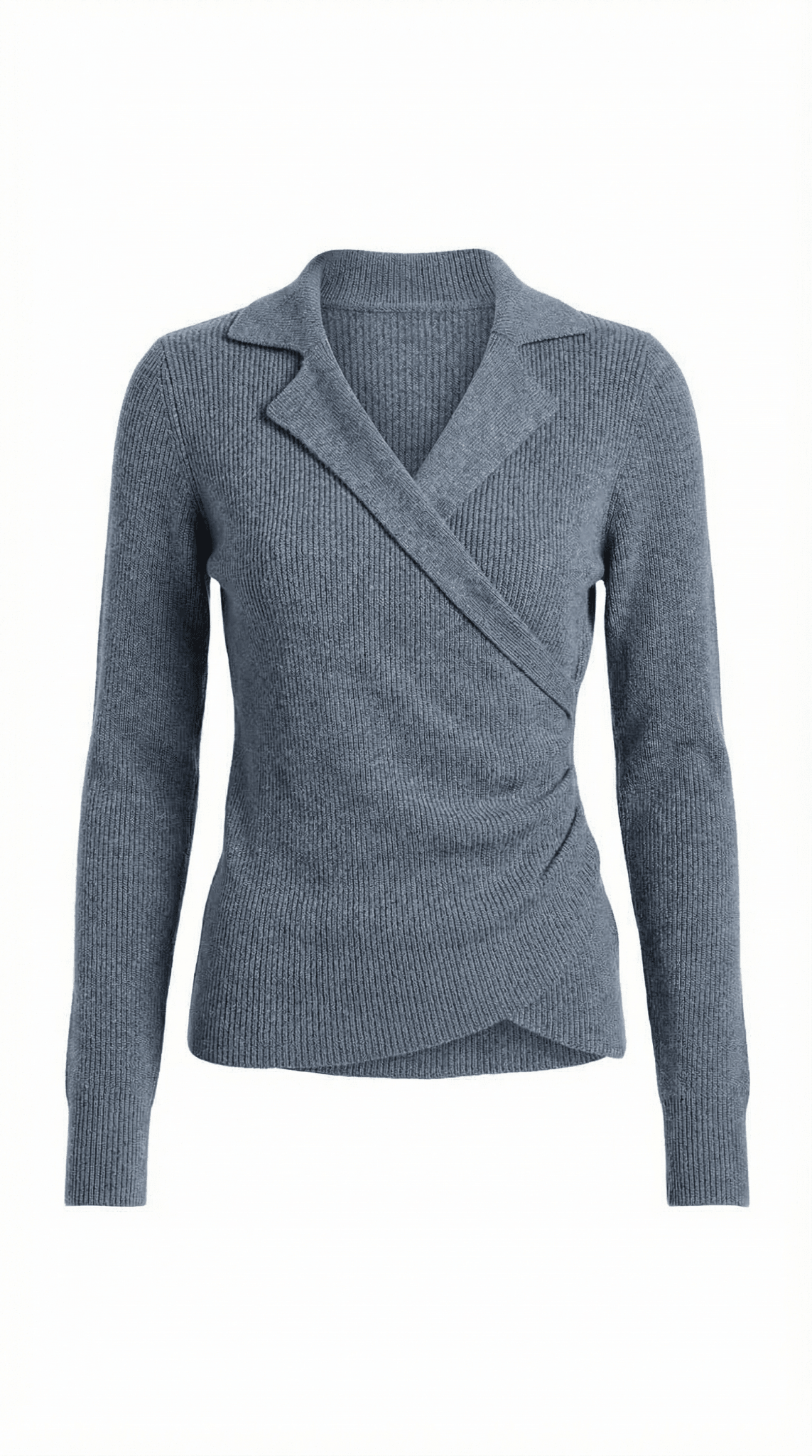 Women's Jumper — Close Fit Wrap Neckline Collar Design - Hudson Harper - Women Sweater