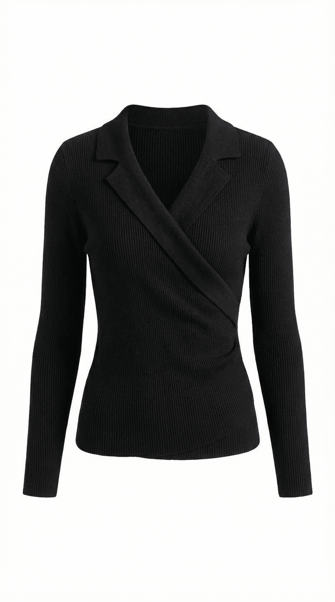 Women's Jumper — Close Fit Wrap Neckline Collar Design - Hudson Harper - Women Sweater