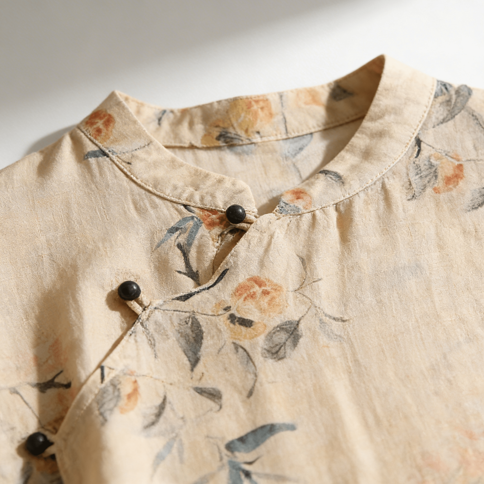Women's Linen Blouse - Sleeveless Mandarin Collar Button Placket - Hudson Harper - Women Blouse