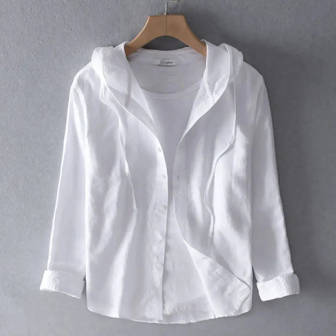 Women's Linen Shirt - Regular Fit Long Sleeve Button Closure - Hudson Harper - Women Top