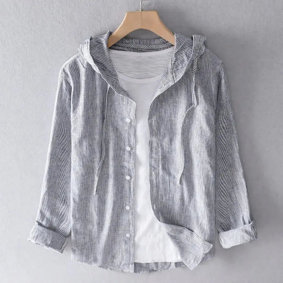 Women's Linen Shirt - Regular Fit Long Sleeve Button Closure - Hudson Harper - Women Top