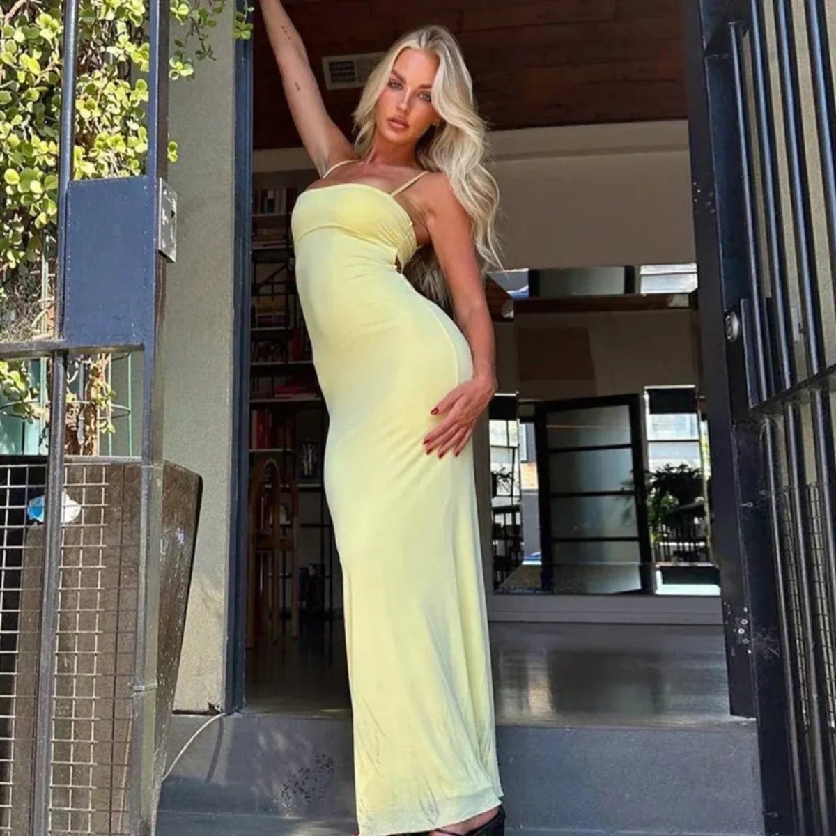 Women's Maxi Dress — Bodycon Fit Backless Sleeveless Design - Hudson Harper - Women Maxi Dress