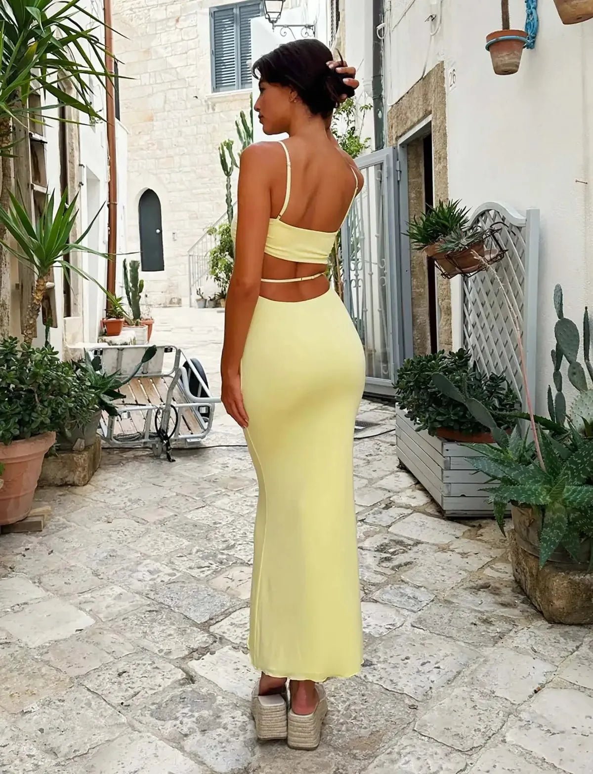 Women's Maxi Dress — Bodycon Fit Backless Sleeveless Design - Hudson Harper - Women Maxi Dress
