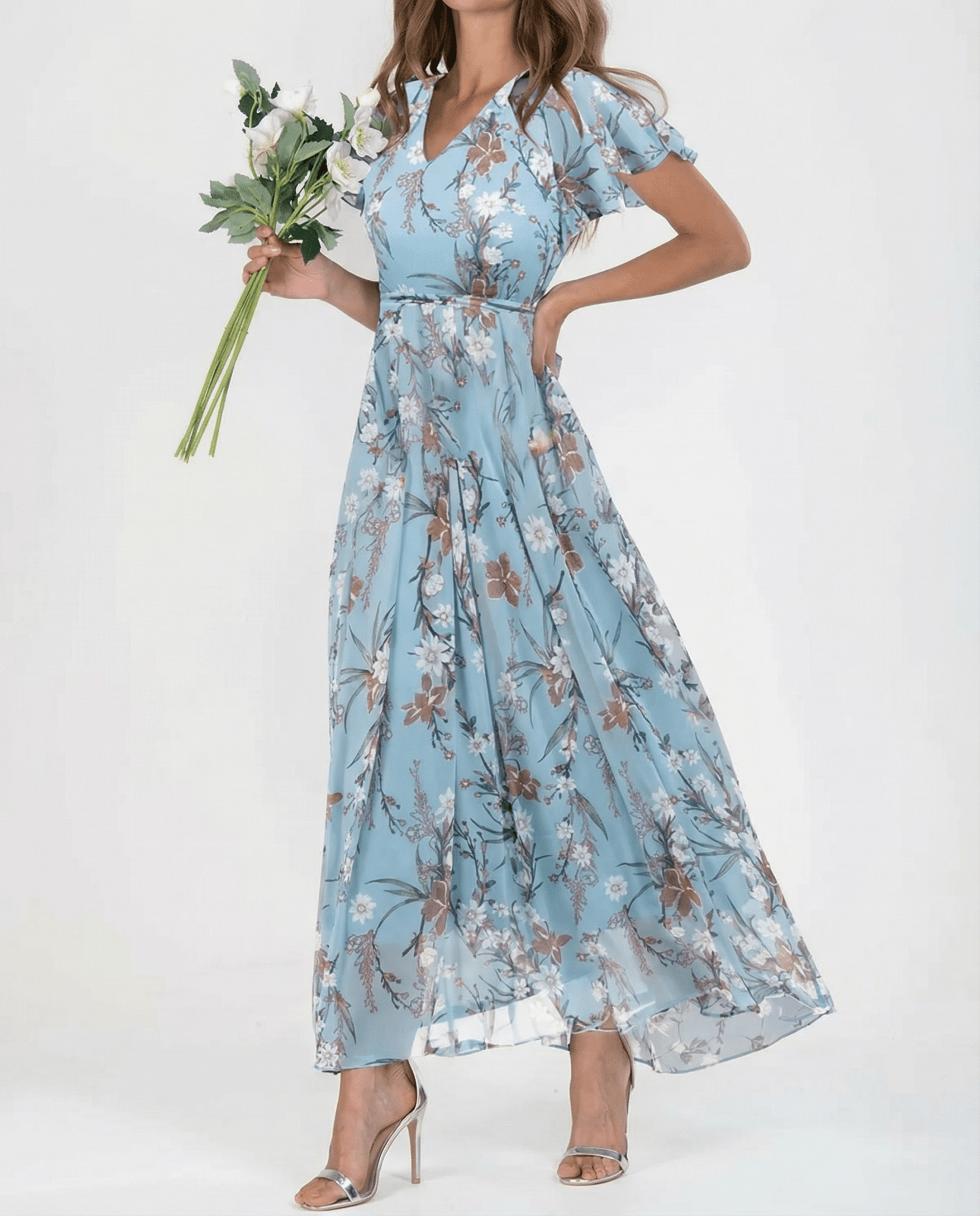 Women's Maxi Dress — One - Shoulder Neckline Bow Detail Design - Hudson Harper - Women Maxi Dress