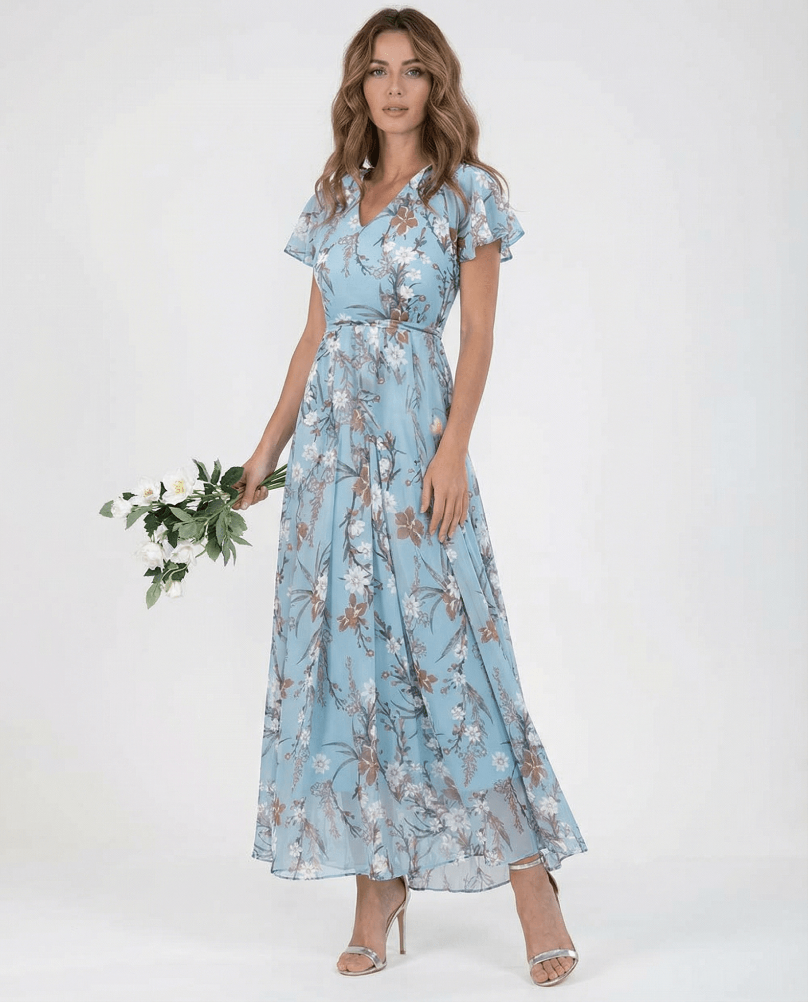 Women's Maxi Dress — One - Shoulder Neckline Bow Detail Design - Hudson Harper - Women Maxi Dress