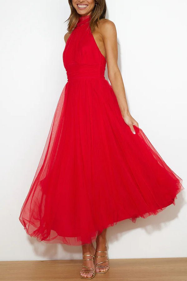 Women's Maxi Dress — Sleeveless Halter Neckline Design - Hudson Harper - Women Maxi Dress