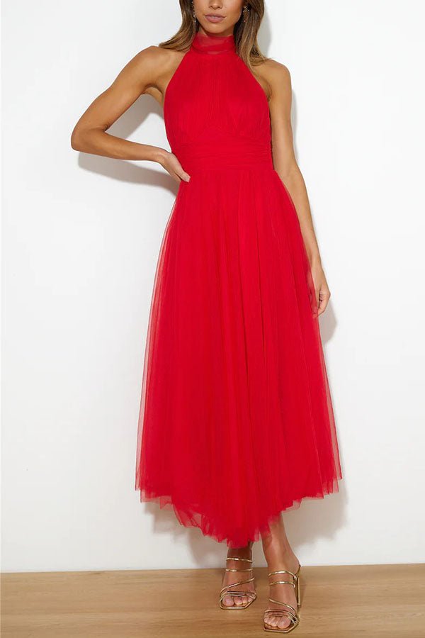 Women's Maxi Dress — Sleeveless Halter Neckline Design - Hudson Harper - Women Maxi Dress