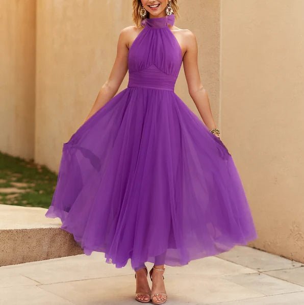 Women's Maxi Dress — Sleeveless Halter Neckline Design - Hudson Harper - Women Maxi Dress