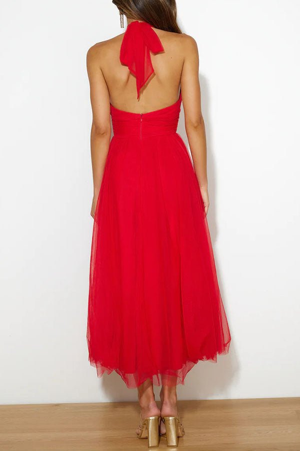 Women's Maxi Dress — Sleeveless Halter Neckline Design - Hudson Harper - Women Maxi Dress