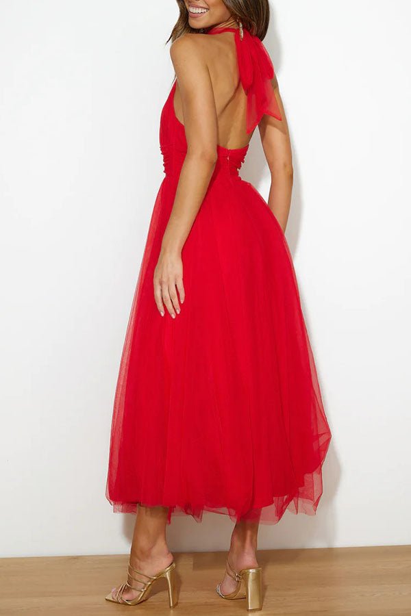 Women's Maxi Dress — Sleeveless Halter Neckline Design - Hudson Harper - Women Maxi Dress