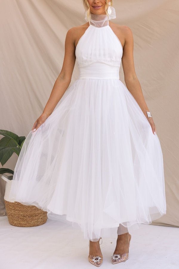 Women's Maxi Dress — Sleeveless Halter Neckline Design - Hudson Harper - Women Maxi Dress