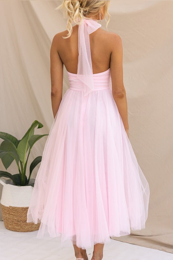 Women's Maxi Dress — Sleeveless Halter Neckline Design - Hudson Harper - Women Maxi Dress