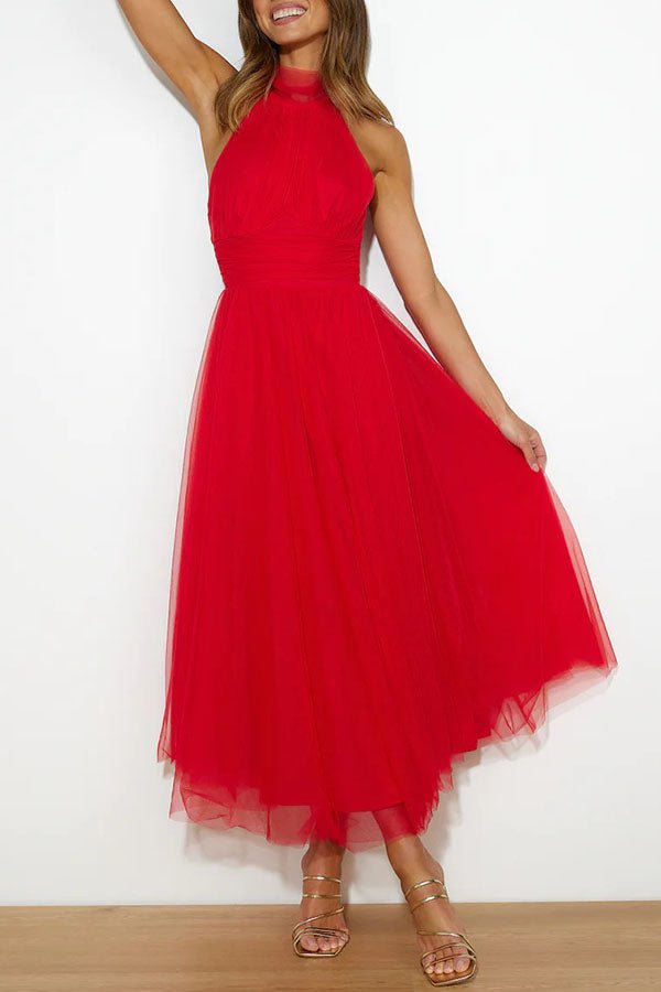 Women's Maxi Dress — Sleeveless Halter Neckline Design - Hudson Harper - Women Maxi Dress