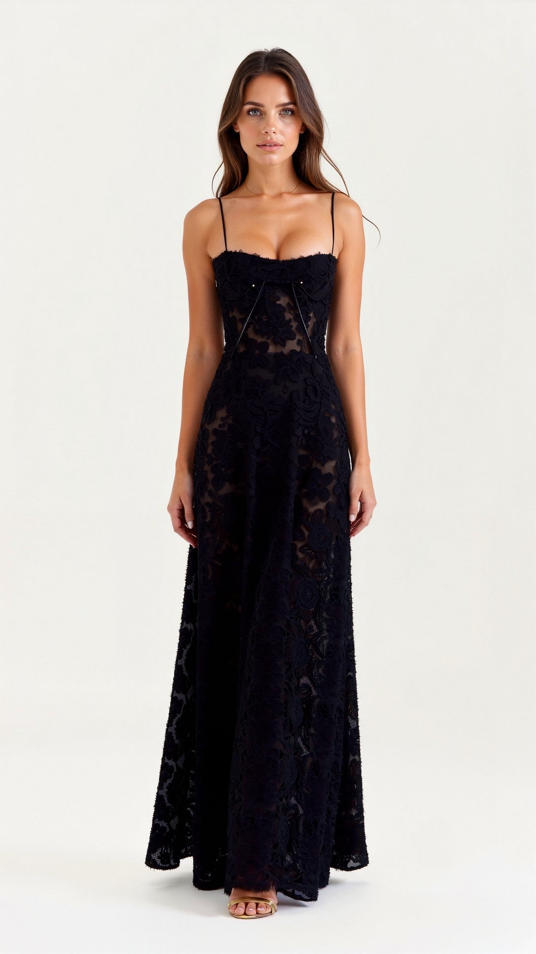 Women's Maxi Dress — Spaghetti Strap Corset Bodice Design - Hudson Harper - Women Maxi Dress