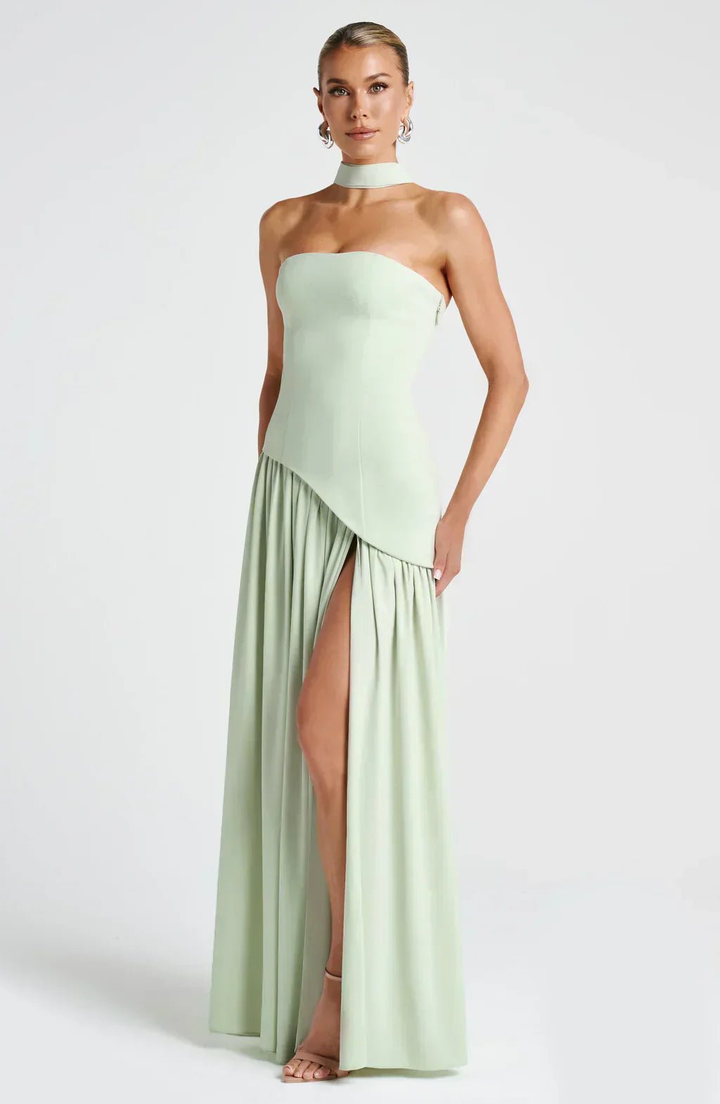 Women's Maxi Dress — Strapless High Slit Figure Hugging Fit - Hudson Harper - Women Maxi Dress