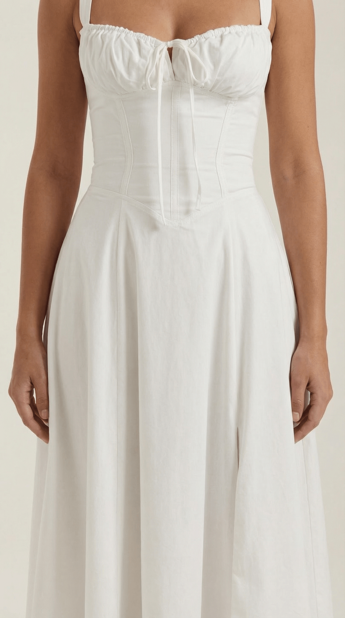 Women's Midi Dress - A - Line Sweetheart Neckline Lace - Up Front - Hudson Harper - Women Midi Dress