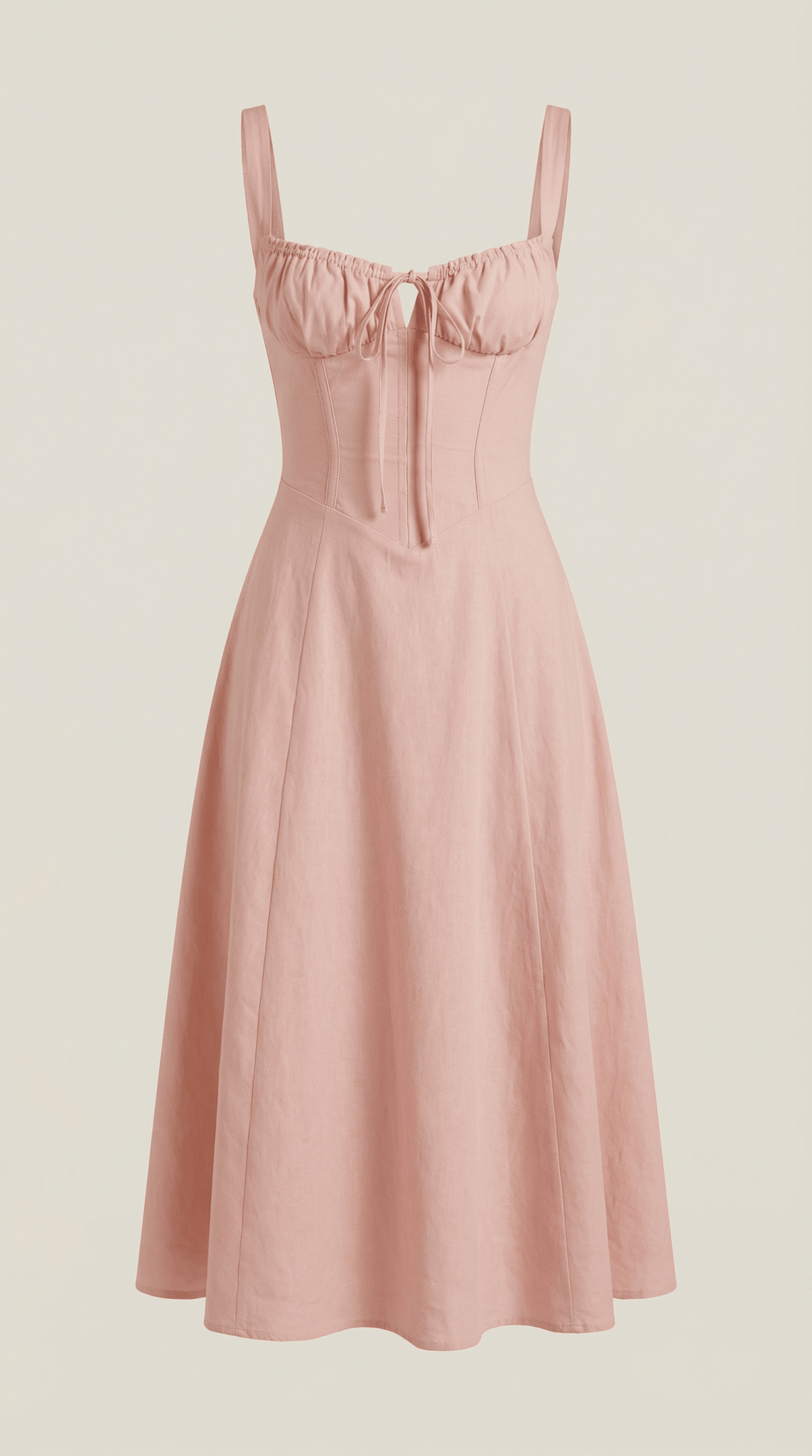 Women's Midi Dress - A - Line Sweetheart Neckline Lace - Up Front - Hudson Harper - Women Midi Dress