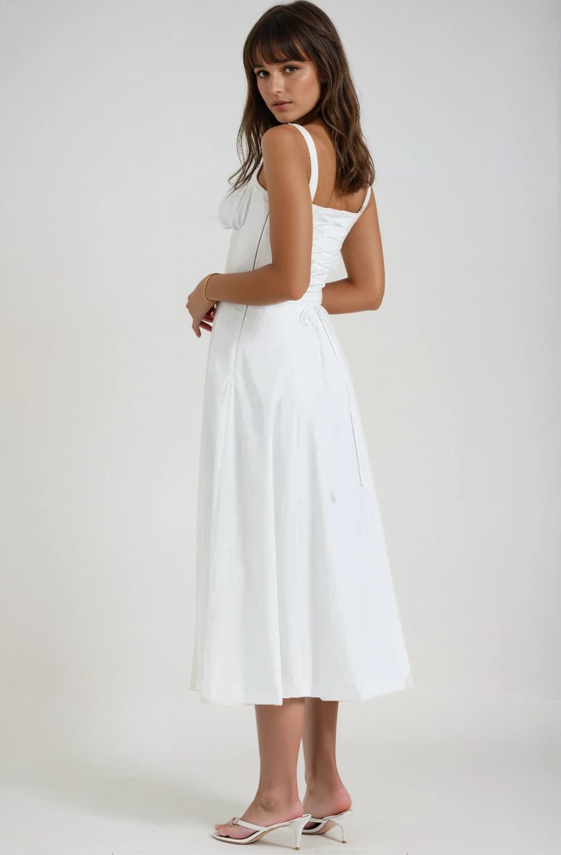 Women's Midi Dress — Corset Bodice Flared Skirt Structure - Hudson Harper - Women Midi Dress