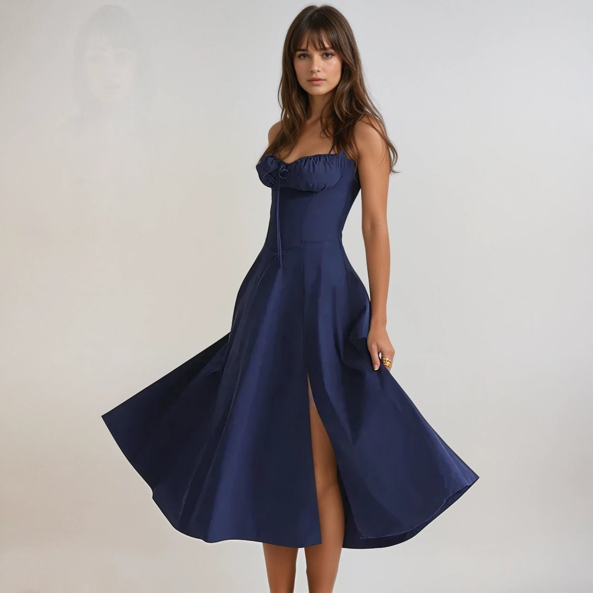Women's Midi Dress — Corset Bodice Flared Skirt Structure - Hudson Harper - Women Midi Dress