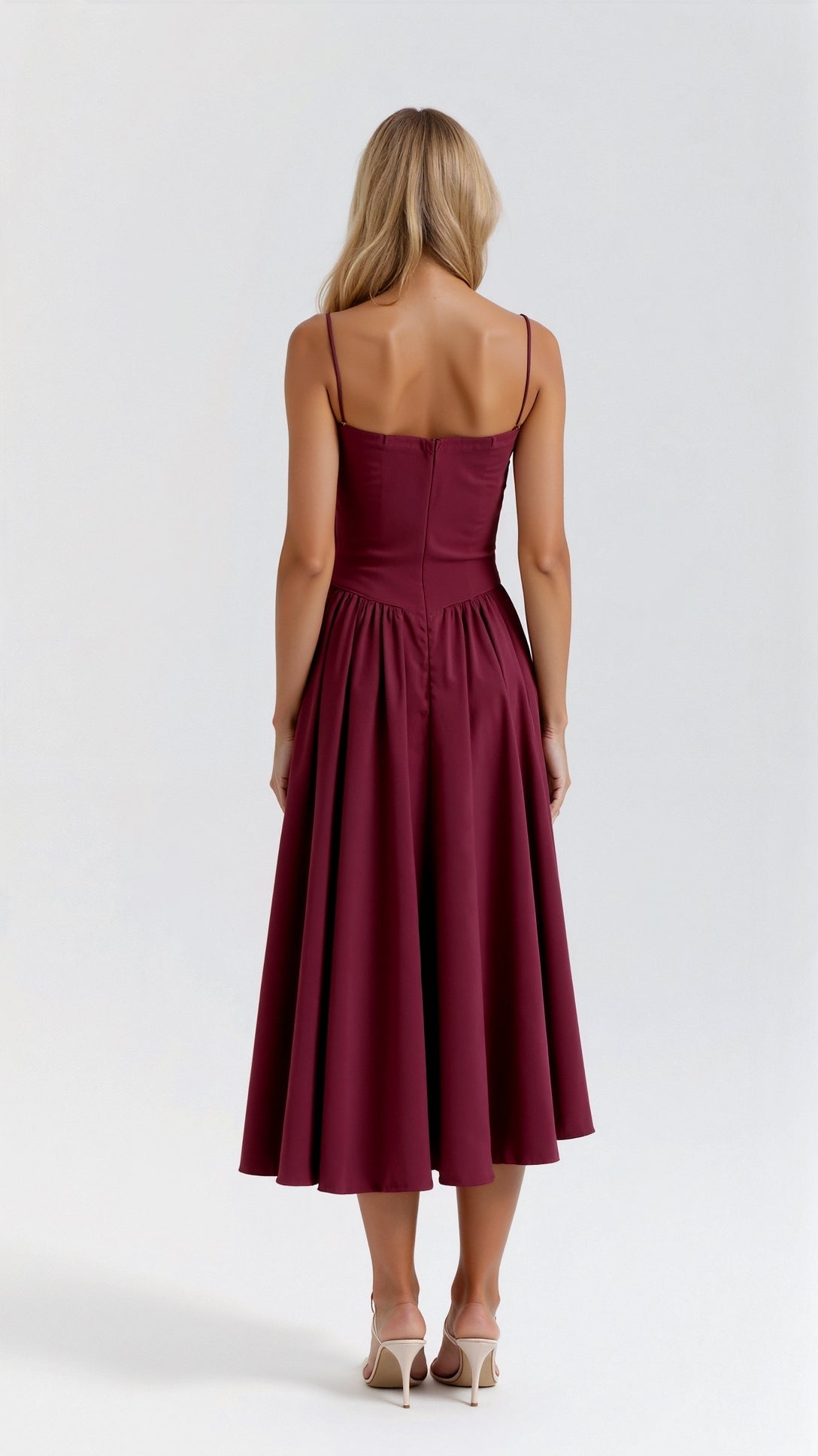 Women's Midi Dress — Corset Bodice Pleated Gathered Skirt - Hudson Harper - Women Midi Dress