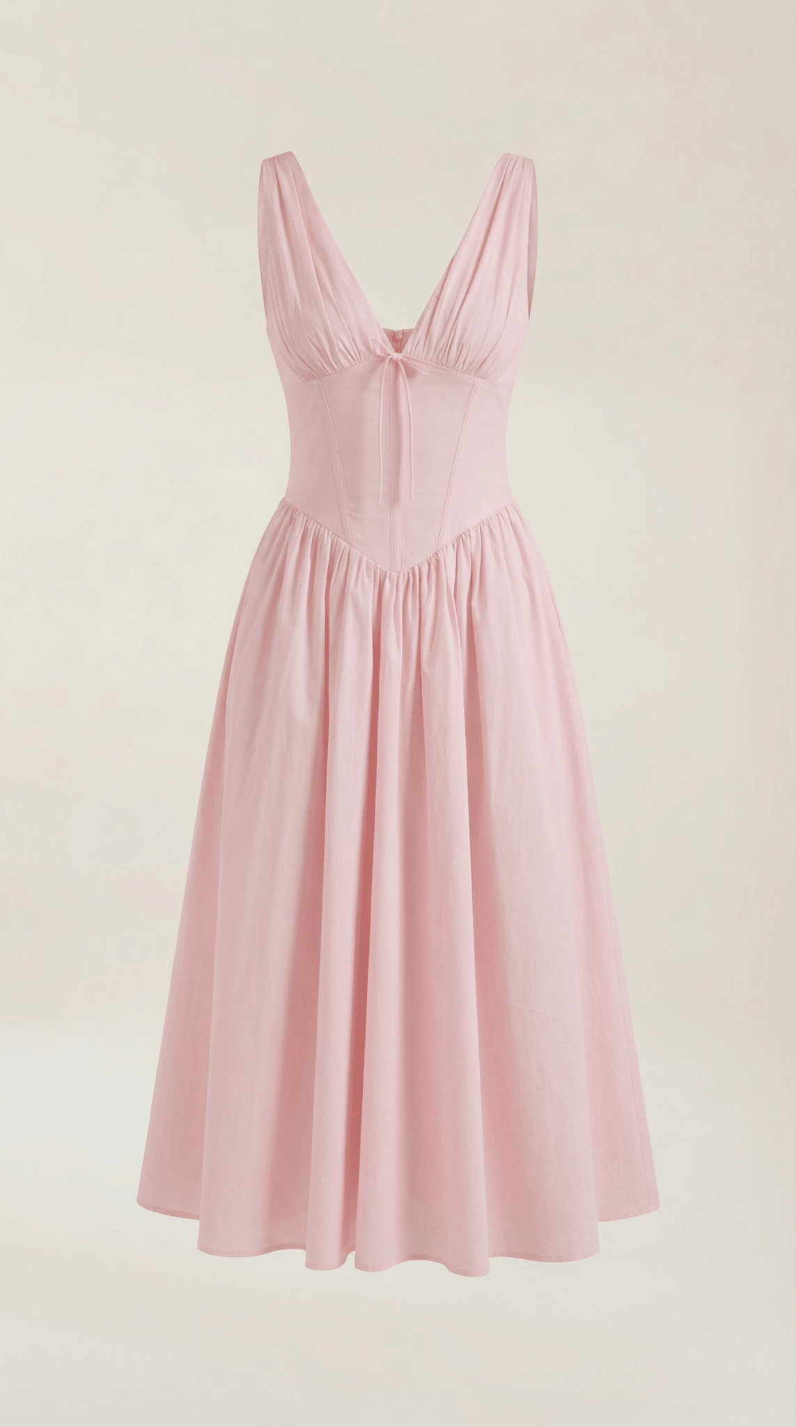 Women's Midi Dress - Fitted Bodice & V - Neckline - Hudson Harper - Women Midi Dress