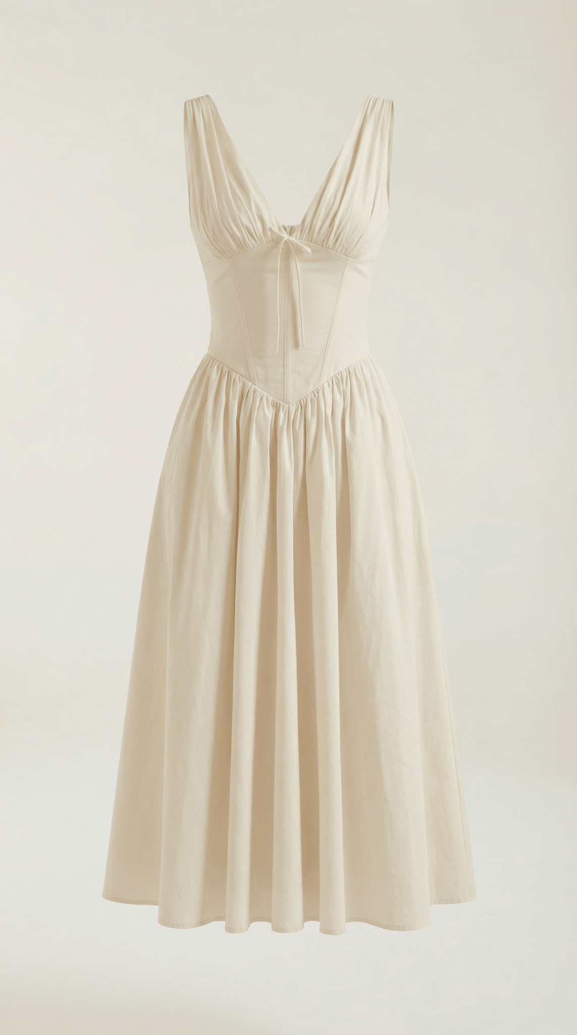 Women's Midi Dress - Fitted Bodice & V - Neckline - Hudson Harper - Women Midi Dress