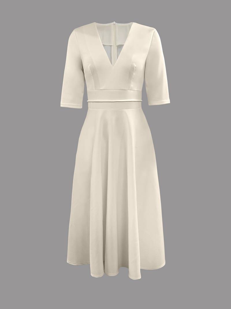 Women's Midi Dress — Flared Fit Sleeveless Round Neckline Design - Hudson Harper - Women Midi Dress