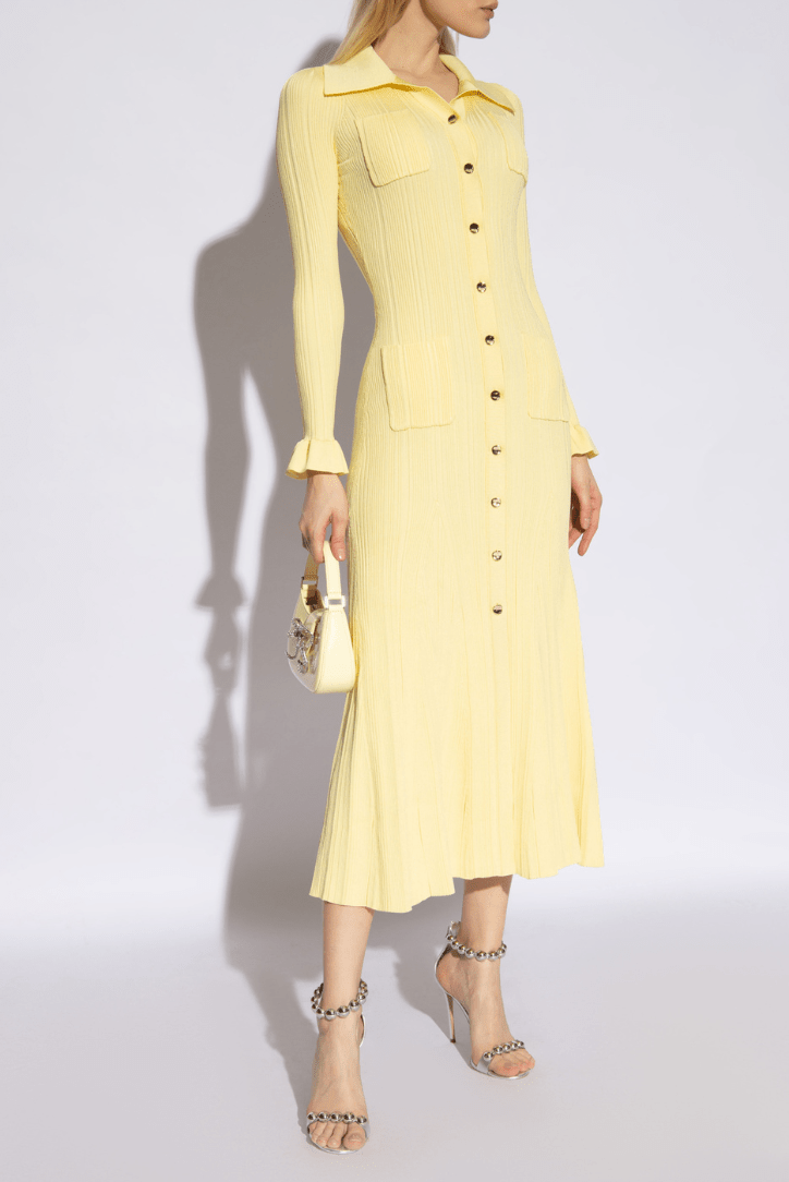 Women's Midi Dress — Knit Collared Short Sleeve Button Front - Hudson Harper - Women Midi Dress