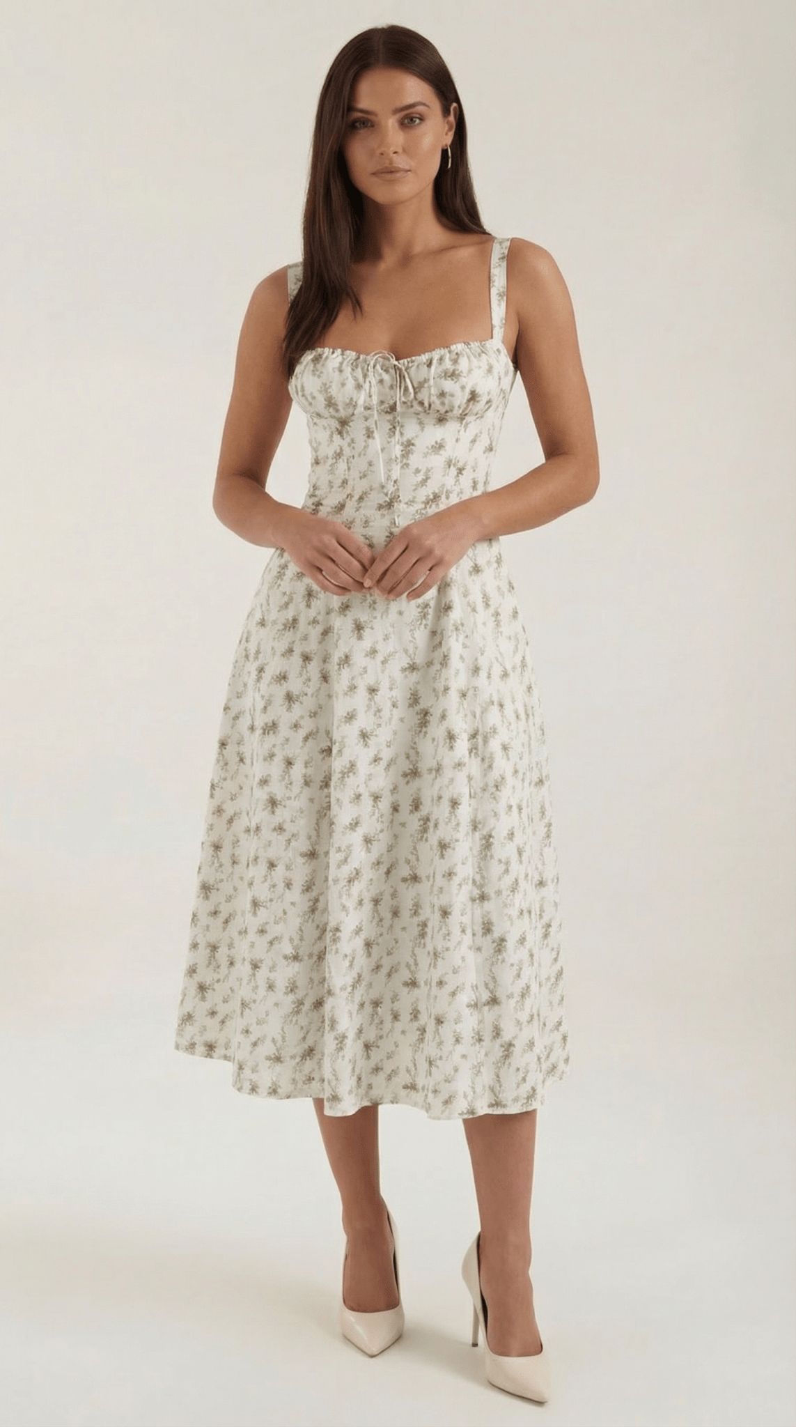 Women's Midi Dress - Sweetheart Neckline Lace - Up Structured Fit - Hudson Harper - Women Midi Dress