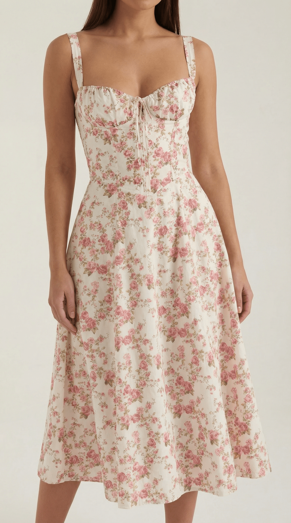 Women's Midi Dress - Sweetheart Neckline Lace - Up Structured Fit - Hudson Harper - Women Midi Dress