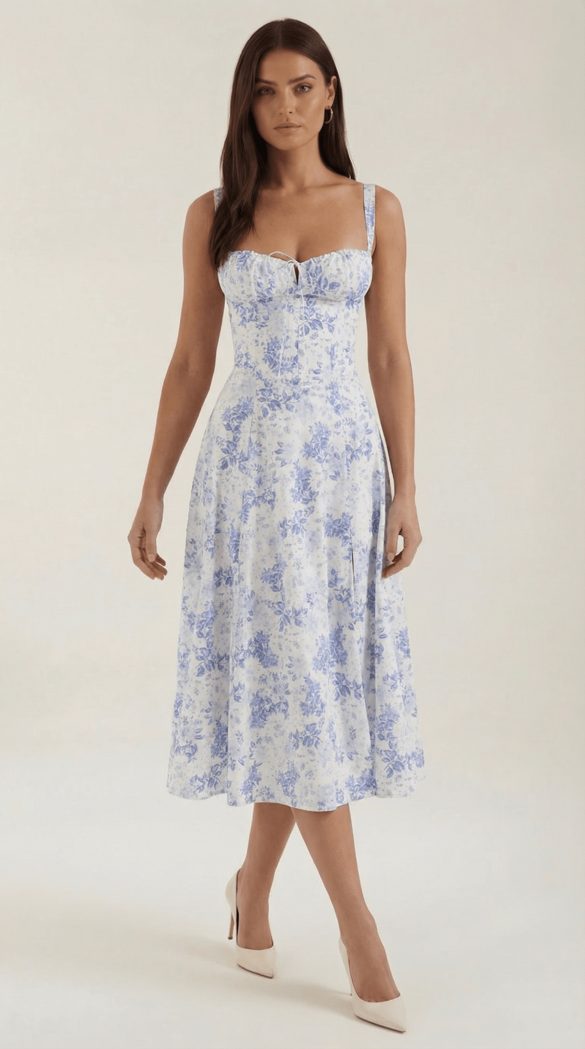 Women's Midi Dress - Sweetheart Neckline Lace - Up Structured Fit - Hudson Harper - Women Midi Dress
