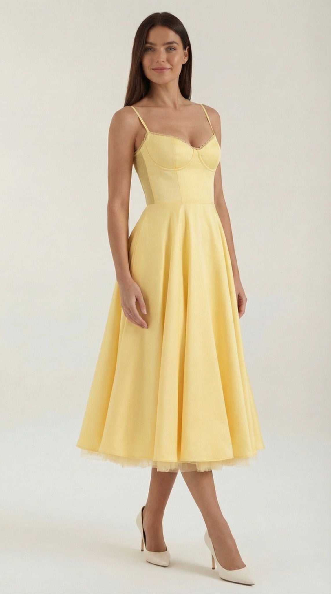 Women's Midi Dress - Sweetheart Neckline & Spaghetti Straps - Hudson Harper - Women Midi Dress