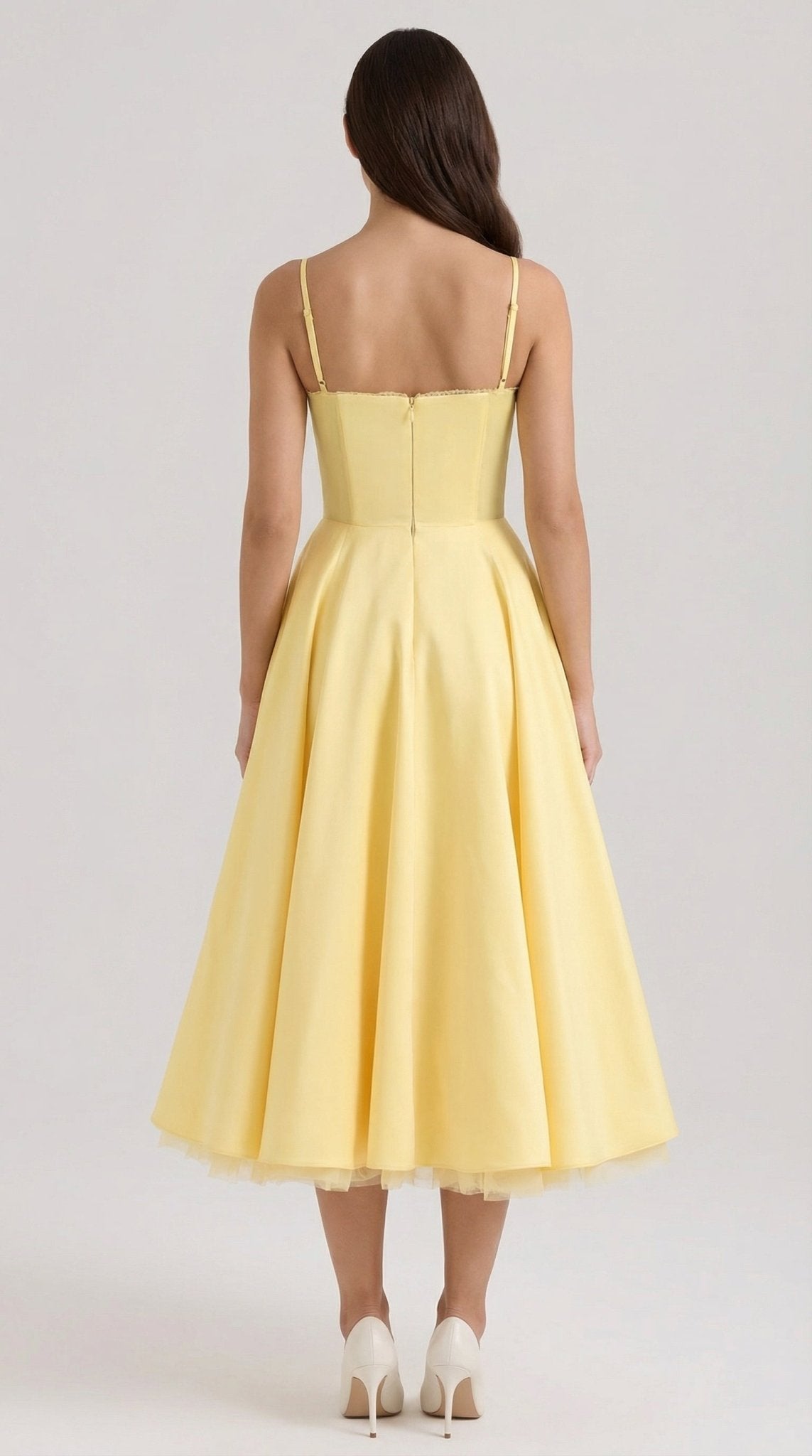 Women's Midi Dress - Sweetheart Neckline & Spaghetti Straps - Hudson Harper - Women Midi Dress