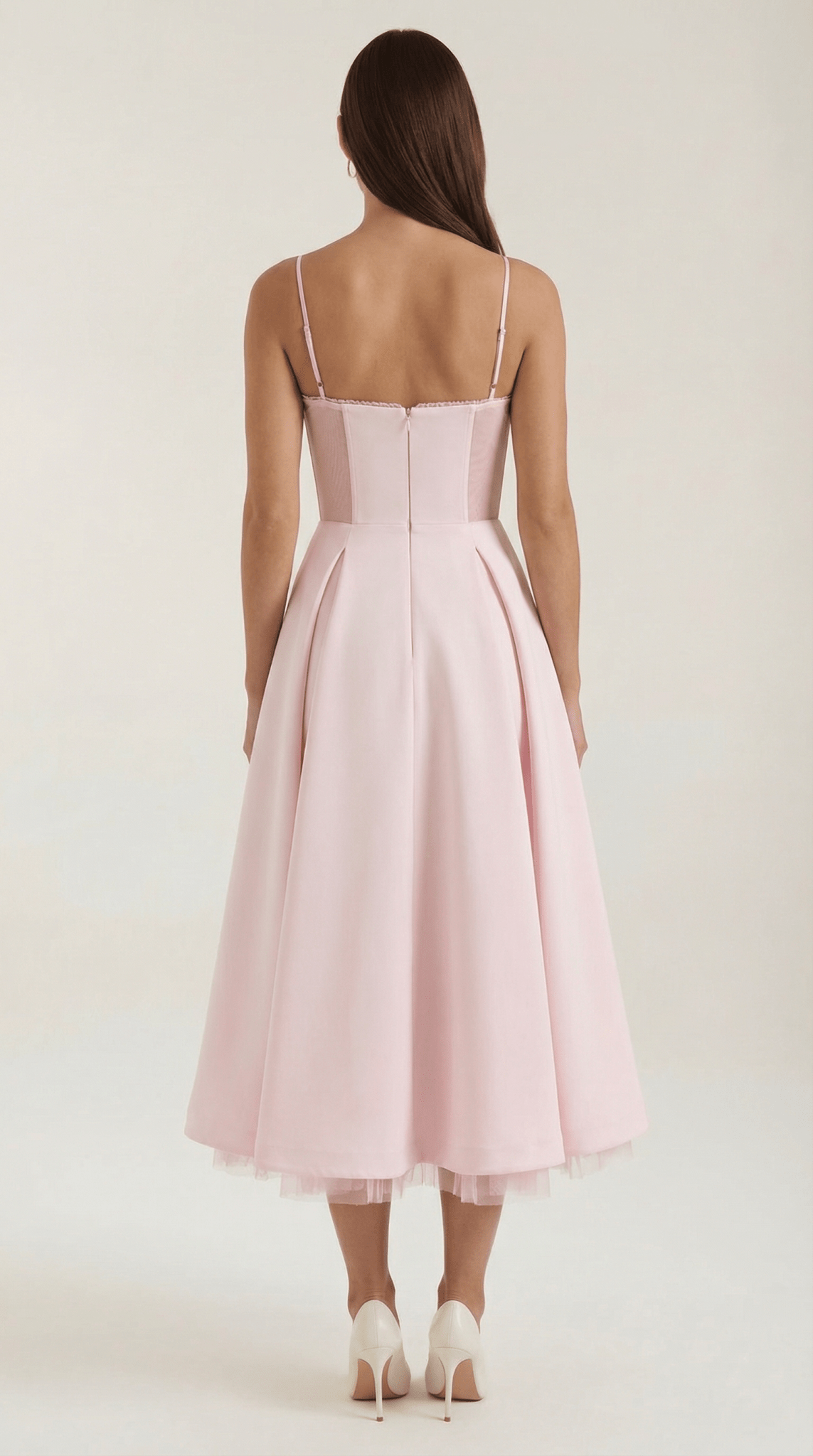 Women's Midi Dress - Sweetheart Neckline & Spaghetti Straps - Hudson Harper - Women Midi Dress