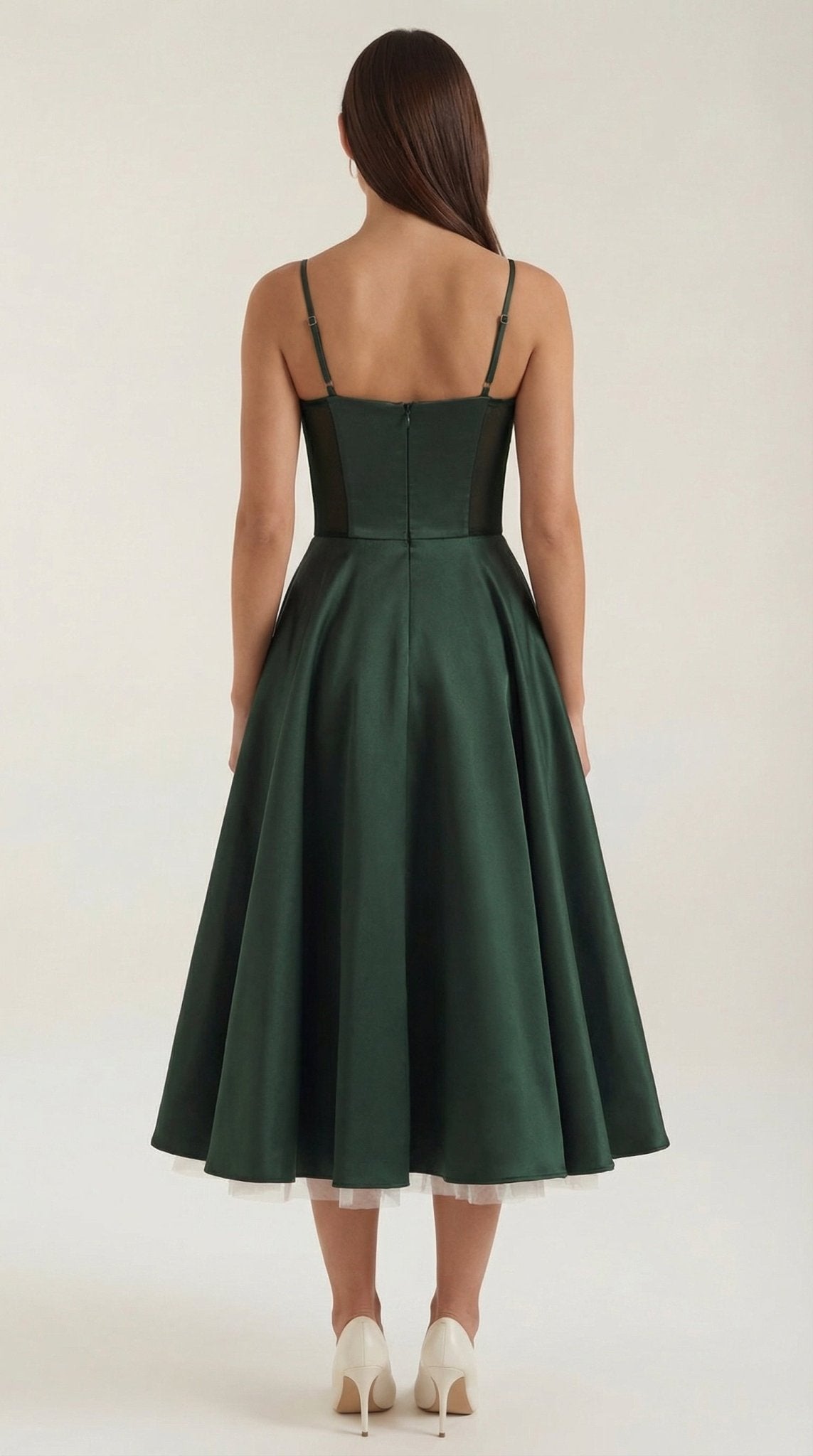 Women's Midi Dress - Sweetheart Neckline & Spaghetti Straps - Hudson Harper - Women Midi Dress