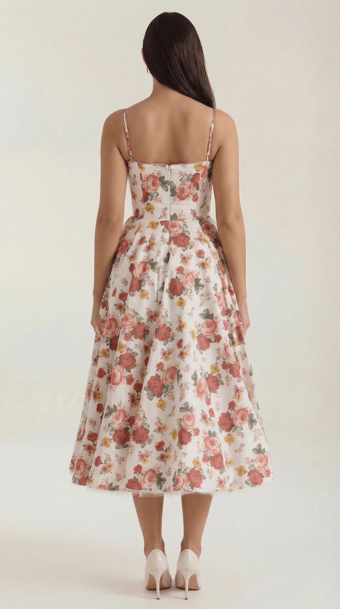 Women's Midi Dress - Sweetheart Neckline & Spaghetti Straps - Hudson Harper - Women Midi Dress