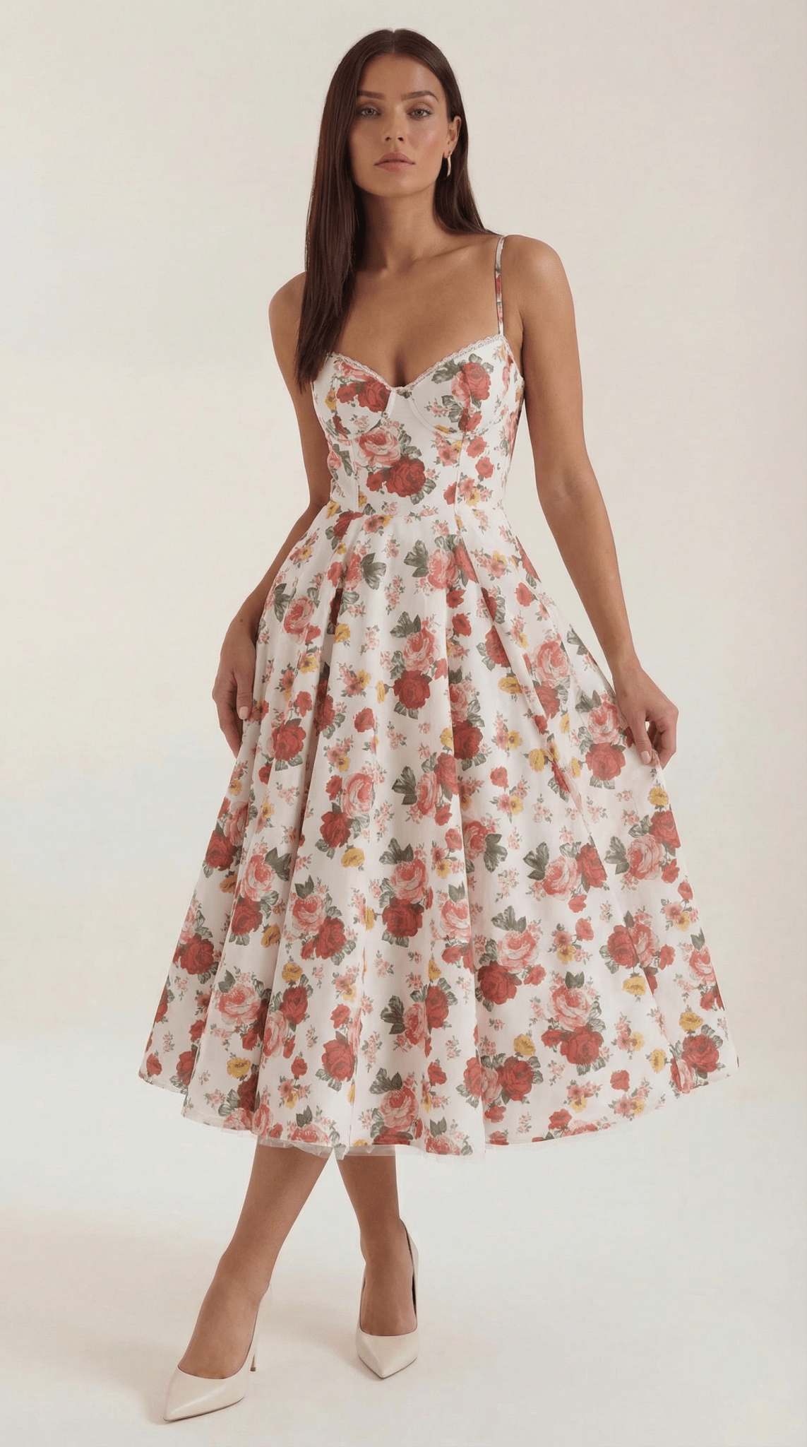 Women's Midi Dress - Sweetheart Neckline & Spaghetti Straps - Hudson Harper - Women Midi Dress